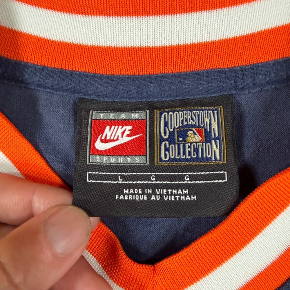 Detroit Tigers Shirt Mens Large Blue Jersey Tee Nike Cooperstown Collection - Picture 4 of 11